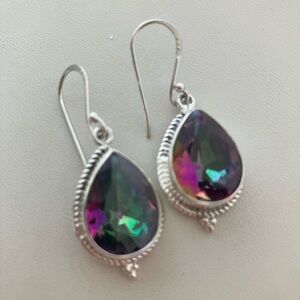 Sterling Silver Teardrop Mystic Topaz Earrings